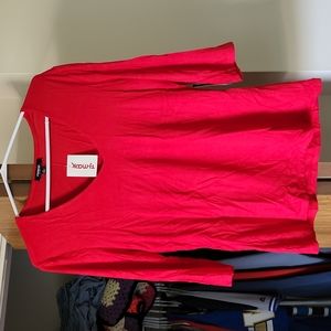 Super Soft Red V-neck 3/4 Sleeve